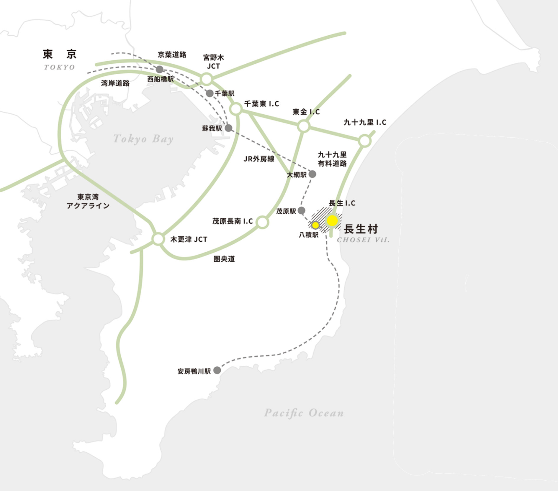 長生村まで経路図