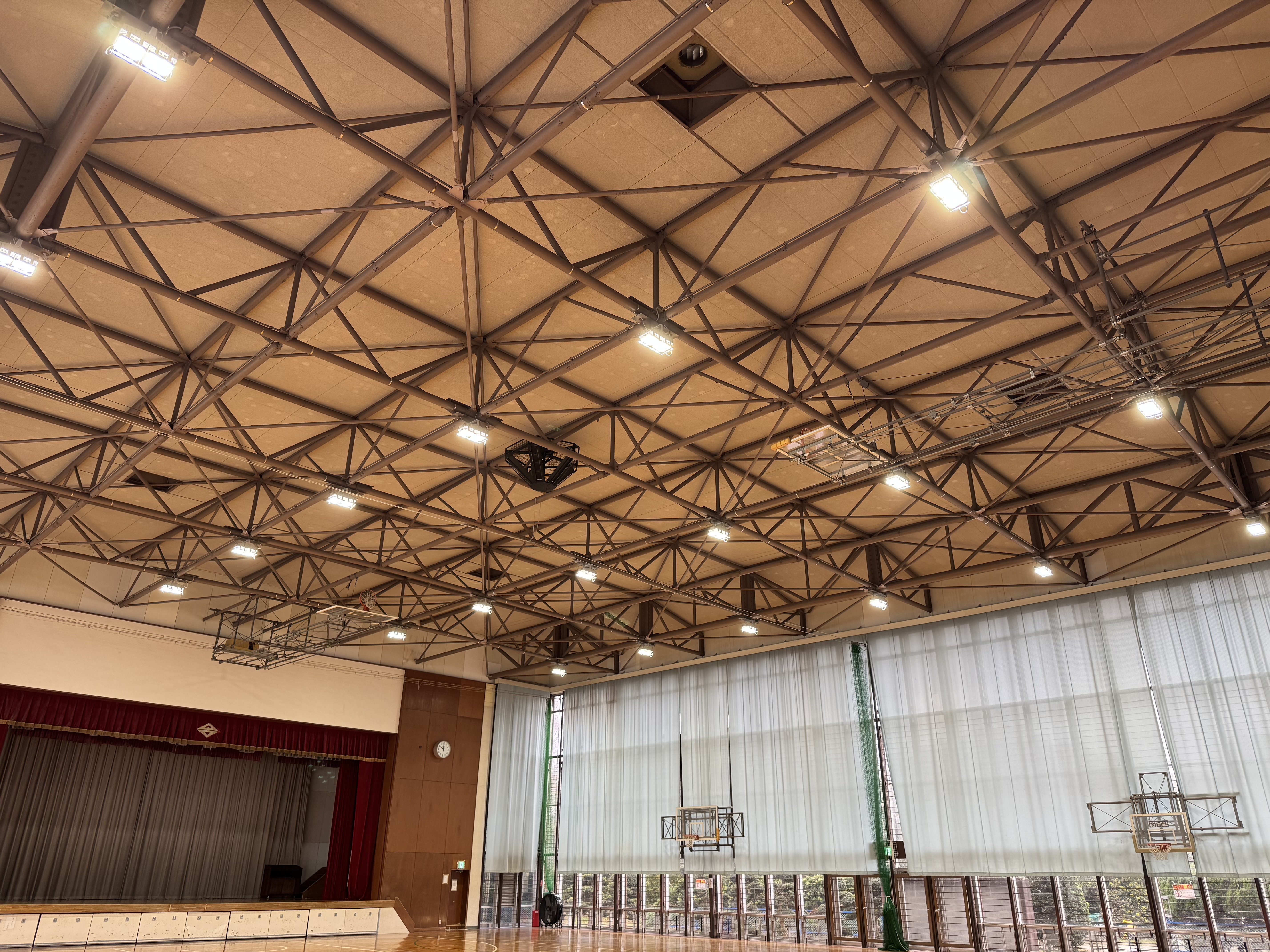 長生村体育館LED照明器具更新工事